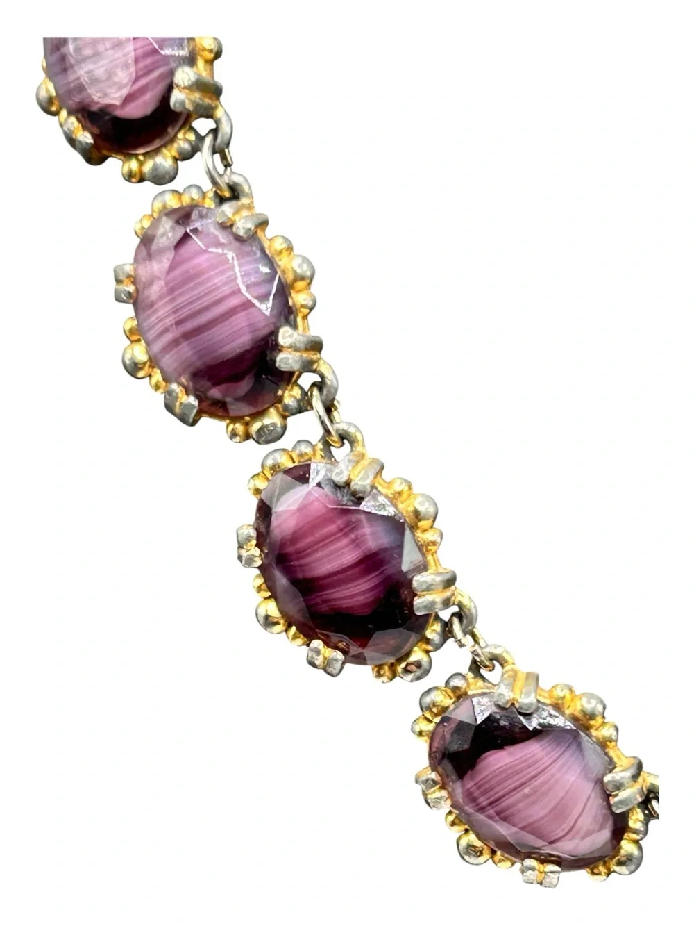 Vintage Purple Porphyr Glass Adjustable Necklace